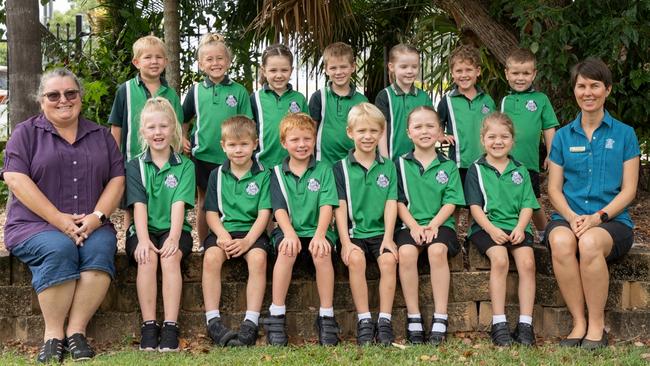 Jones Hill State School Prep 2023 (2) - Back row (L-R): Carter Nolen, Jaylah Baxter, Blair Madden, Cody Henshaw, Lily Elliott, Riley Ambrose, Spencer Dunkley.<br/>Front: Miss Kath Rhodes (teacher aide), Havana Laycock, Riley Nolan, Hudson Dawson, Xavier Love, Mackenzie Cochrane, Abigail Oelofse, Mrs Renee Ryan (teacher). Picture: Christine Schindler