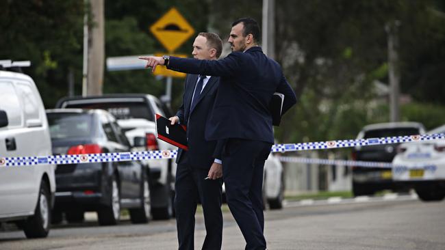 Detectives on the scene of a house shooting in Guilford on the 12th of March. Picture: Adam Yip