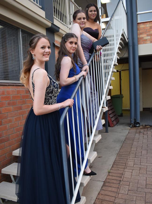 Hollee Standen, Felicity Jenkins, Libby Baird and Tua Sariman at the Pioneer State High School formal at the Mackay Golf Course on Friday November 20. Picture: Zizi Averill