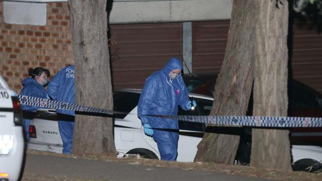 The scene of the shooting murder of Raymond Pasnin in Pendle Hill. Picture: Bill Hearne