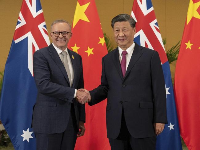 Prime Minister Anthony Albanese and China's President Xi Jinping in November 2022. Picture: Twitter