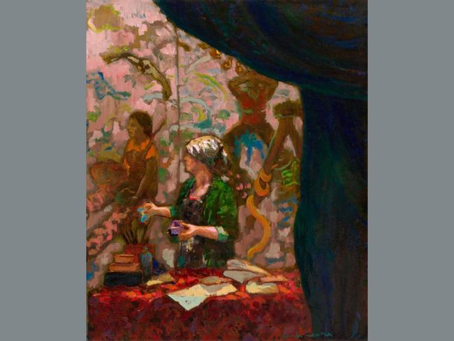 Wendy in the gallery by Lucila Zentner depicts acclaimed artist Wendy Sharpe, who won the 1996 Archibald Prize for a self-portrait. Sharpe has won many prizes and has held over 70 major exhibitions, as well as being appointed an official war artist by the Australian War Memorial and being posted to East Timor. Picture: Lucila Zentner, Archibald 2025, Photo: Art Gallery of New South Wales, Jenni Carter