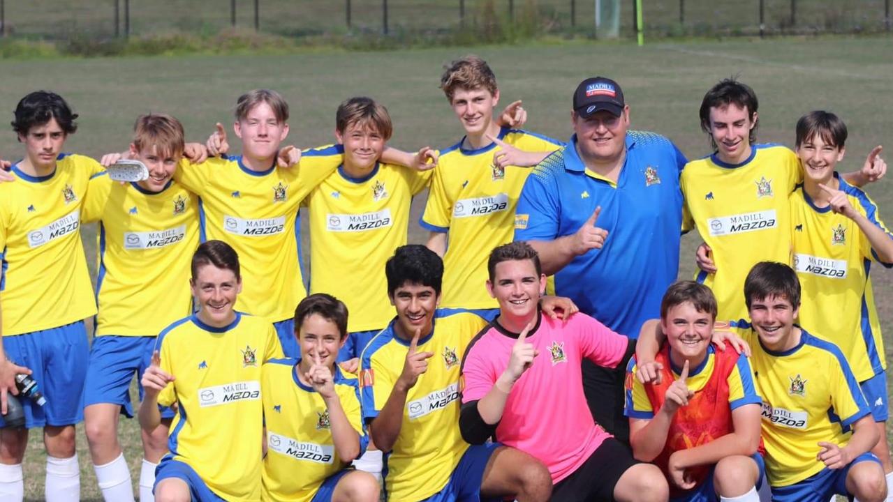 Luke Wheeler (blue shirt) and Noah Albion (bottom right) both copped nominations for Gympie’s best soccer player. Get voting and show your support!