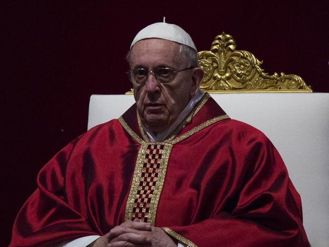 Pope Francis presides the Celebration of the Lord's Passion on Good Friday at St Peter's Basilica in Vatican City on March 30, 2018. 30 Mar 2018 Pictured: Pope Francis presides the Celebration of the Lord's Passion on Good Friday at St Peter's Basilica in Vatican City on March 30, 2018. Photo credit: Stefano Costantino / MEGA  TheMegaAgency.com +1 888 505 6342