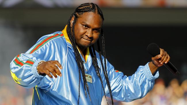 Baker Boy performs during the 2021 AFL Grand Final in 2021 in Perth. Picture: AFL Photos