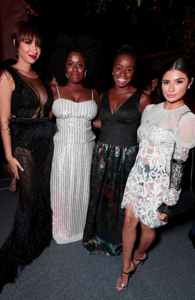 9066049bh - Netflix Primetime Emmys Party, Los Angeles, CA, America - 17 September 2017 Pictured: Jackie Cruz, Uzo Aduba, guest and Diane Guerrero hang out at the Netflix Primetime Emmys Party. Picture: Shutterstock / Splash News