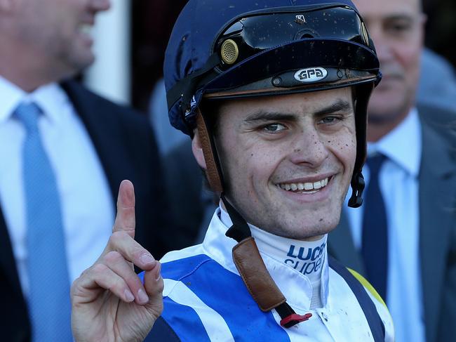 Jockey Jack Martin returns to scale after claiming victory on Bad Wolf in race 5, L.V. Lachal Handicap during June Race Day at Flemington Racecourse in Melbourne, Saturday, June 8, 2019. (AAP Image/George Salpigtidis) NO ARCHIVING, EDITORIAL USE ONLY