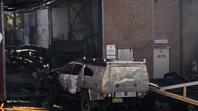 The Hart’s Automotive Services workshop after fire ruined it. The business has been operating on the northern beaches since 1928. Picture: Jim O'Rourke