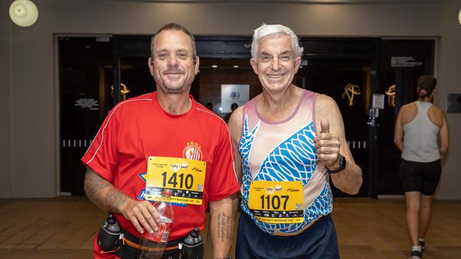 Allan Hill and Glen Tucker as a record breaking number of runners took part in the 2025 edition of the annual NT City2Surf, Sunday, June 1. Picture: Pema Tamang Pakhrin