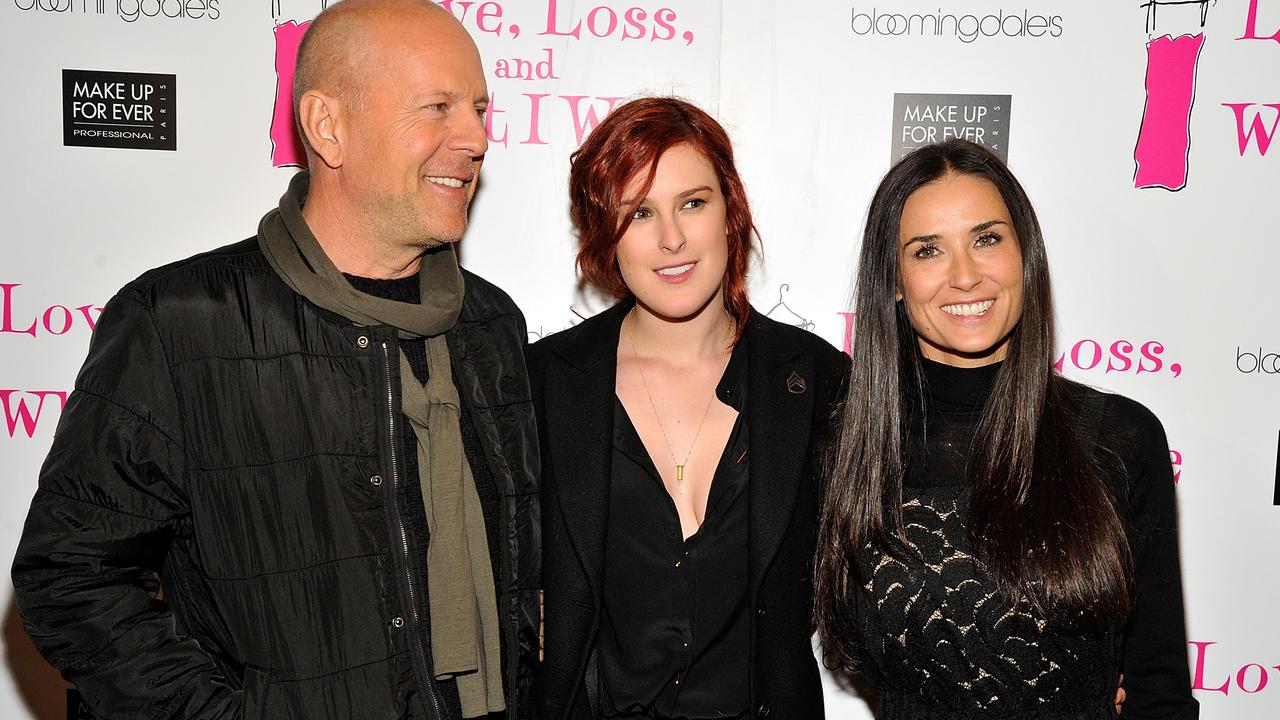 Bruce Willis, Rumer Willis and Demi Moore in 2011. Picture: Joe Corrigan/Getty Images