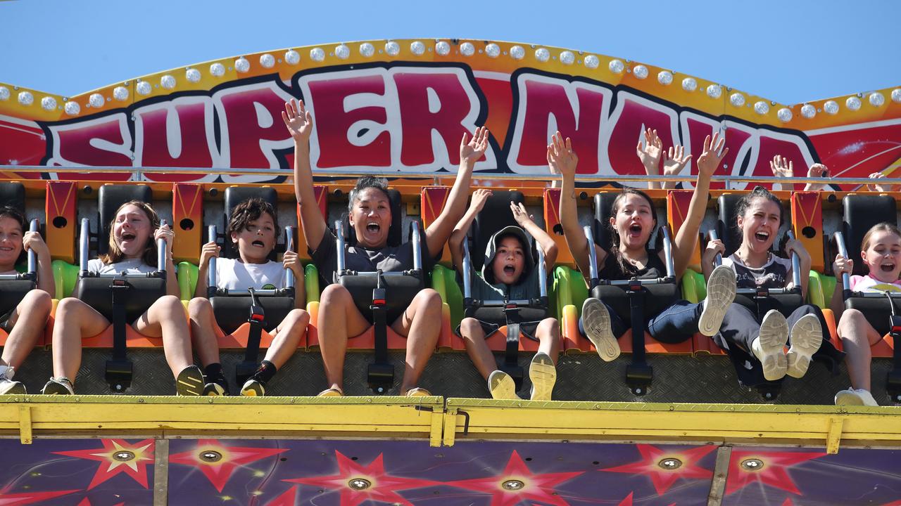 Huge crowds for the first day of the Gold Coast Show. Showing no fear on the Supernova. Picture: Glenn Hampson