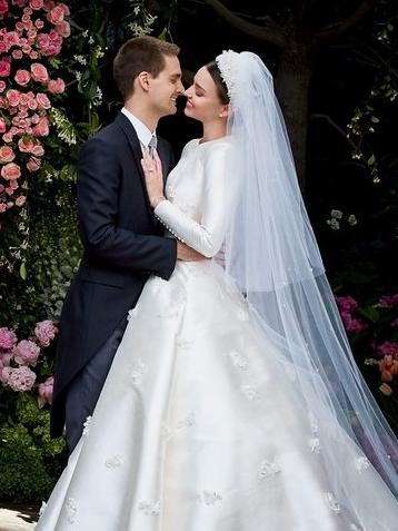 Miranda Kerr with Evan Spiegal on their wedding day.