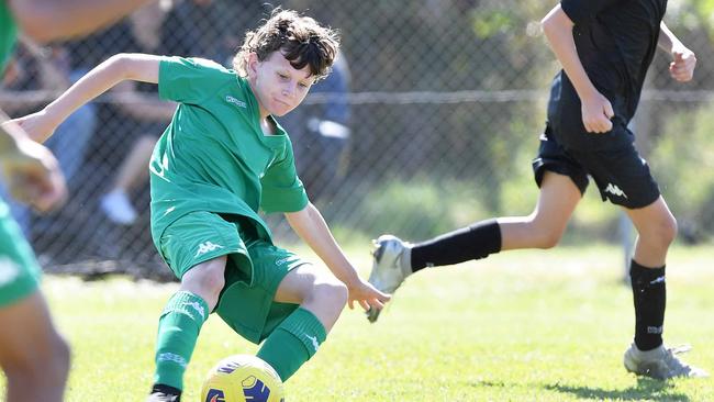 Football Queensland Community Cup carnival, Maroochydore. U13 boys, Sunshine Coast V Metro North. Picture: Patrick Woods.