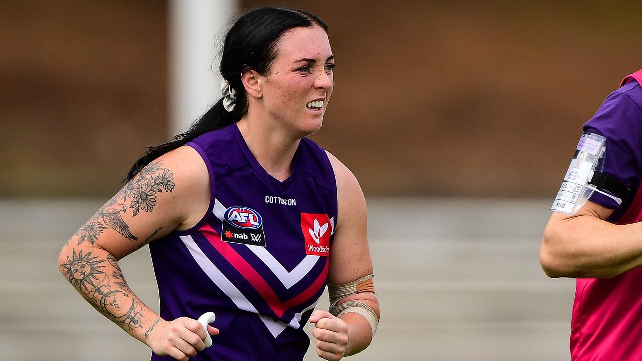 Sabreena Duffy spearheaded the Dockers’ big win. Picture: AFL Photos/Getty Images