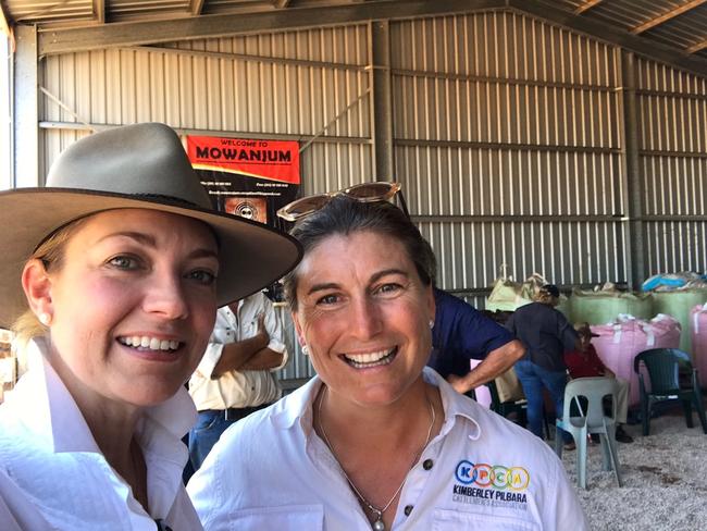 Photo of WA Nationals leader Mia Davies (left) and Catherine Marriott taken at the Mowanjum field day in October last year.