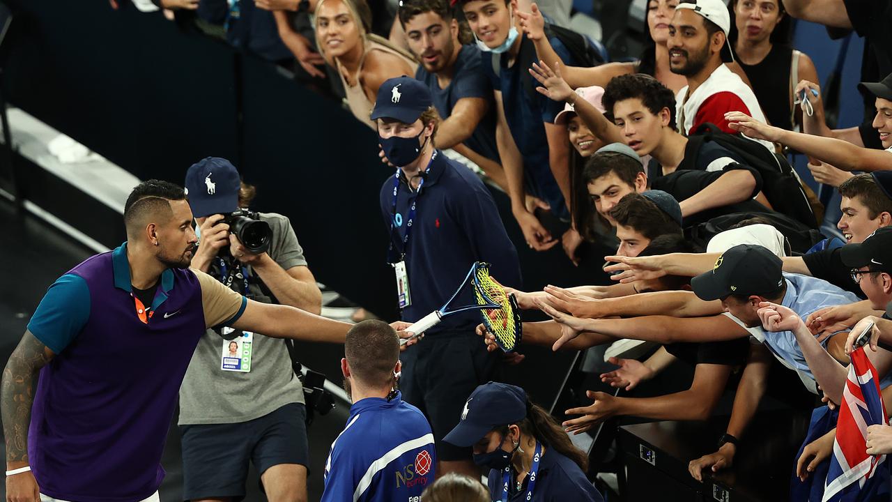 Nick Kyrgios has benefited greatly from the support of the local crowd in his two matches at the tournament. Picture: Mark Metcalfe/Getty Images