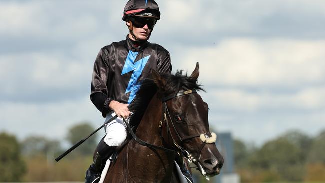 Regan Bayliss returns to scale aboard Aerodrome after winning the Clarendon Stakes. Picture: Jeremy Ng/Getty Images