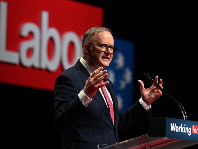 BRISBANE, AUSTRALIA - NewsWire Photos - AUGUST 19, 2023. Prime Minister Anthony Albanese during the 49th ALP National Conference in Brisbane. Picture: Dan Peled / NCA NewsWire