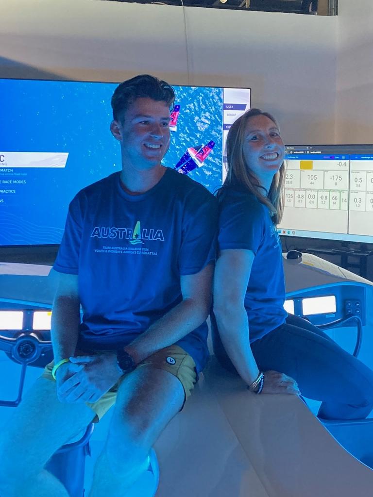 Jack Ferguson and Olivia Price in the simulator.