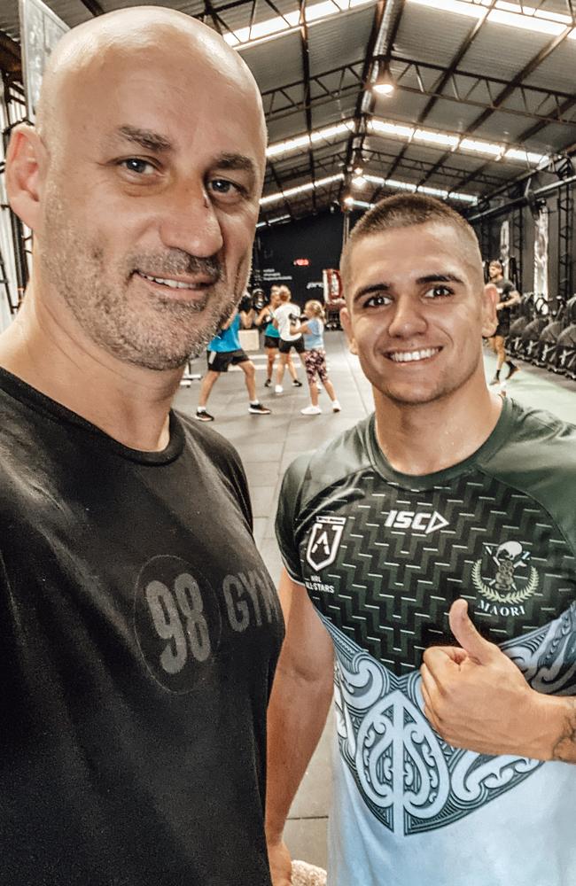 Mindset coach and gym owner Glenn Azar with Jayden Nikorima.