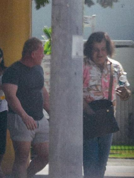 Undercover police photos show former Kings Cross identity Kosta Kontorinakis (white and pink shirt) with drug associate Dean Kingston (black T-shirt) in Darwin, where the pair were part of a drug ring planning to set up a multi-million dollar meth operation. Picture: NT Police