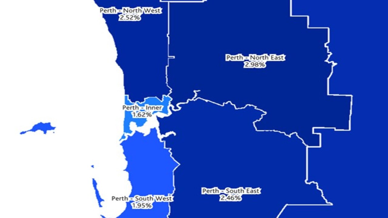 Perth suburbs in mortgage delinquency. Picture: Moody's Analytics Service