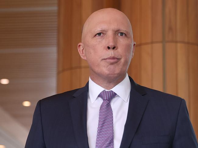 CANBERRA, AUSTRALIA - NewsWire Photos  NOVEMBER 23, 2021: Minister for defence Peter Dutton spoke to media in Parliament House in Canberra.Picture: NCA NewsWire / Gary Ramage