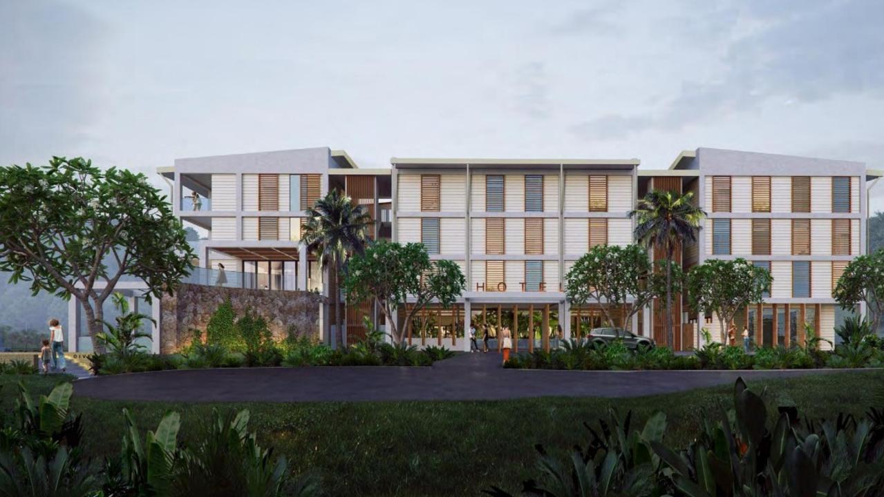 The council has stated a new resort complex in the Port of Airlie, although exceeding the planning scheme’s 12m height limit, is sympathetic to surrounding views. Picture: Documents submitted to Whitsunday Regional Council