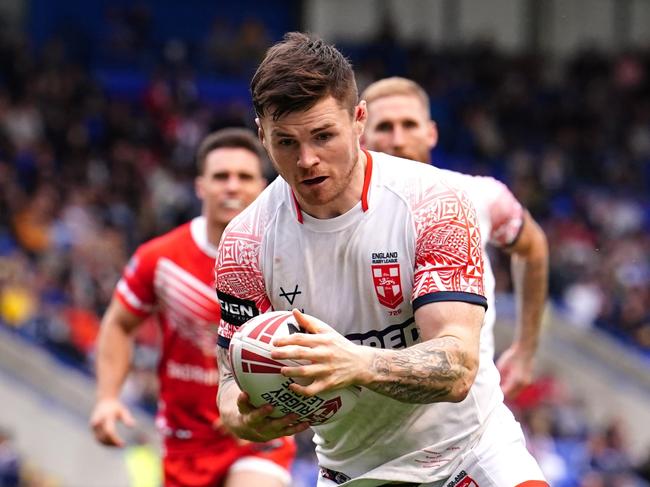 EnglandÃâ¢s John Bateman dives in to score his sides third try during the Mid-Season International match at the Halliwell Jones Stadium, Warrington. Picture date: Saturday June 18, 2022. (Photo by Martin Rickett/PA Images via Getty Images)