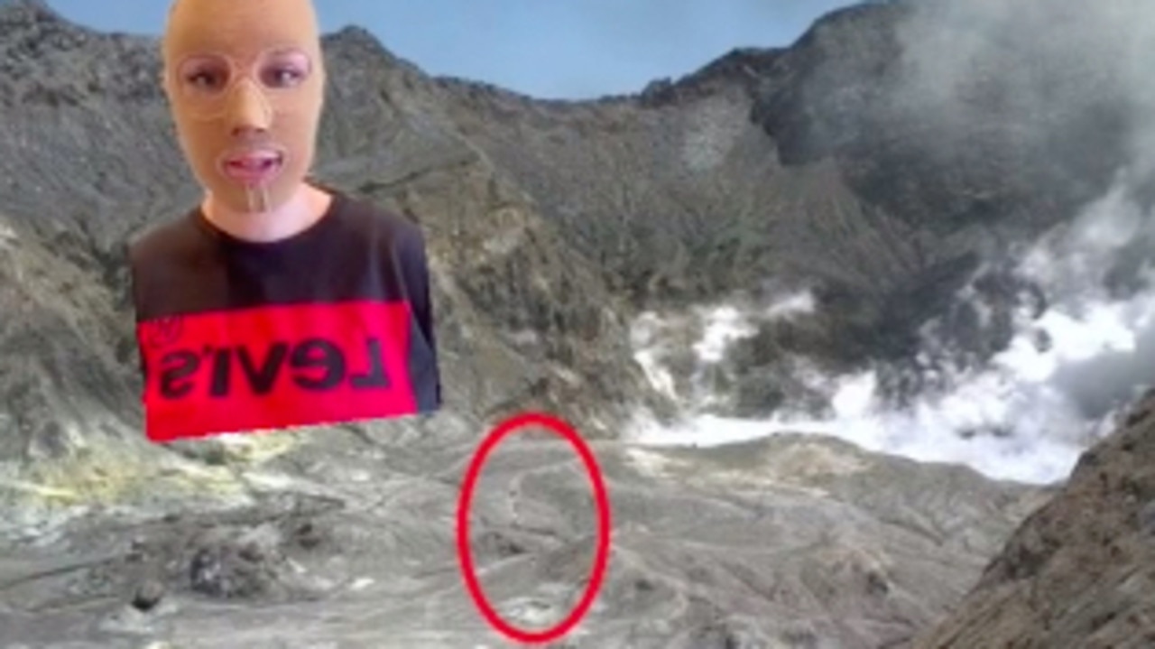 The red circle shows where Stephanie and her family were standing before the eruption. Picture: TikTok