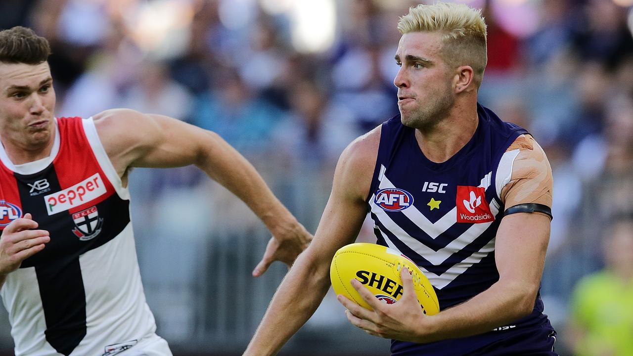 Luke Ryan of the Dockers had the ball on a string against the Saints in Round 3