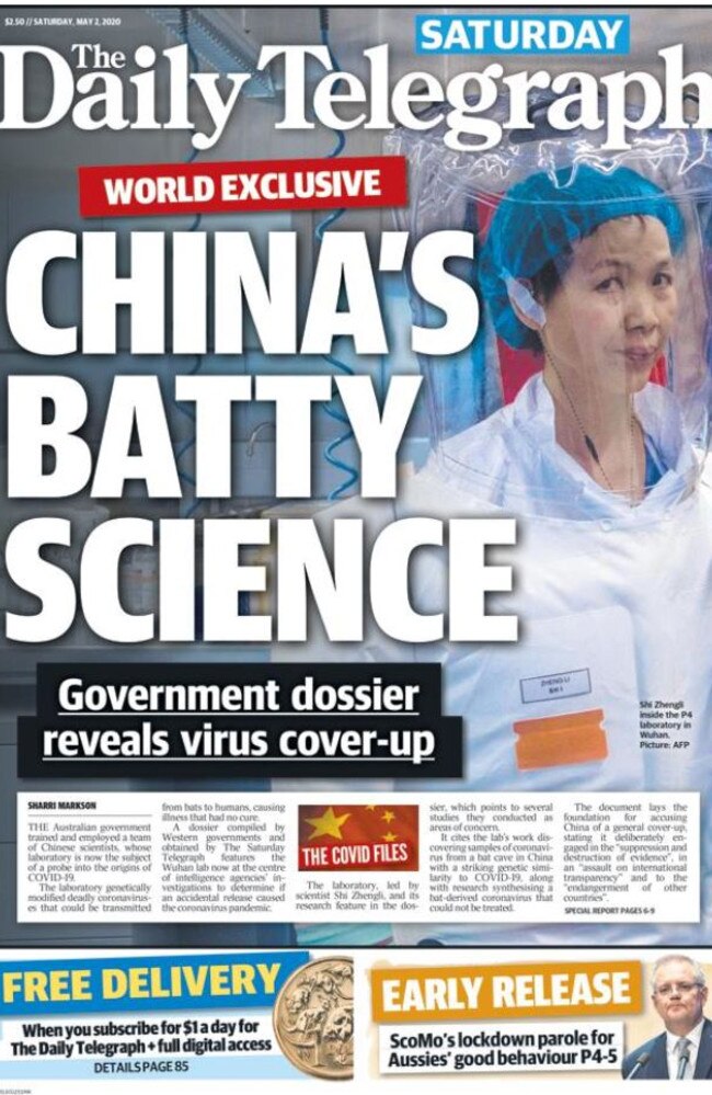 The Daily Telegraph’s coverage of the Wuhan lab leak, which the ABC rubbished.