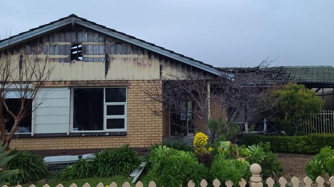 The Pooraka home on Sunday morning. Picture: Morgan Sette