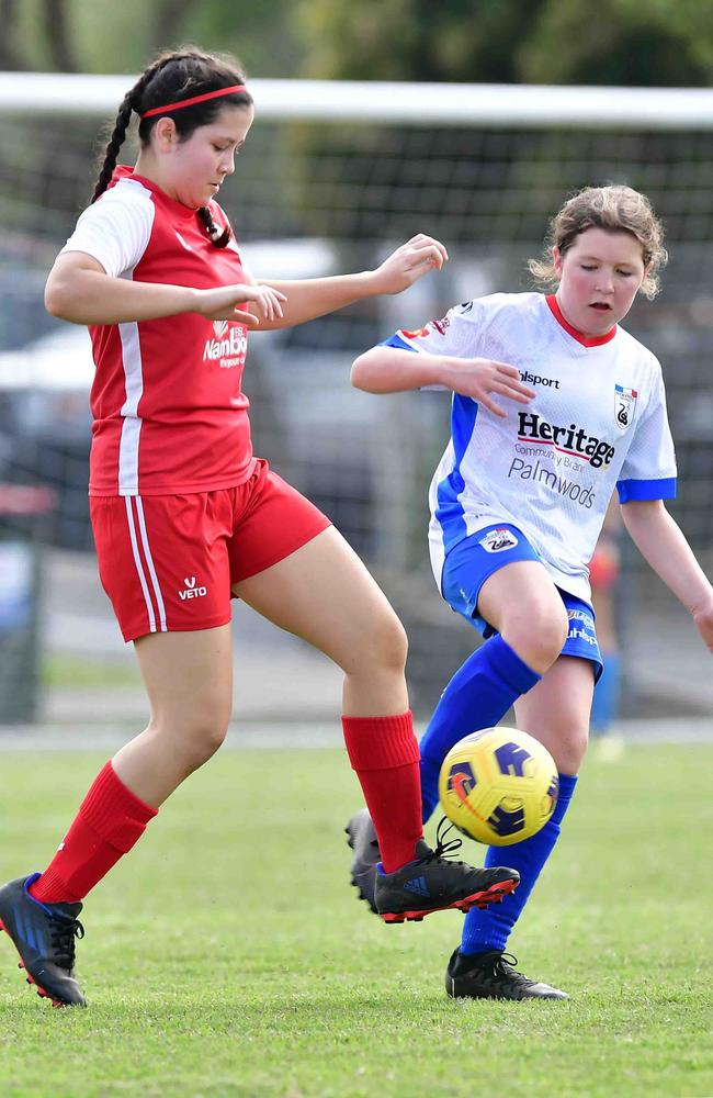 SOCCER: U 13 girls, Woombye V Nambour Yandina United. Picture: Patrick Woods.