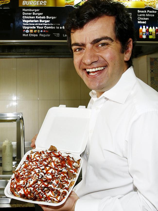 With his favourite Halal Snack pack at Metro 1 Kebab Bar in Ashfield. Picture: John Appleyard