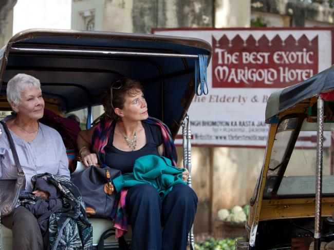 Judi Dench and Celia Imrie explore Jaipur in <i>The Best Exotic Marigold Hotel</i>.