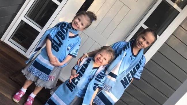 Adam Le Fondre's children in Sydney FC gear.