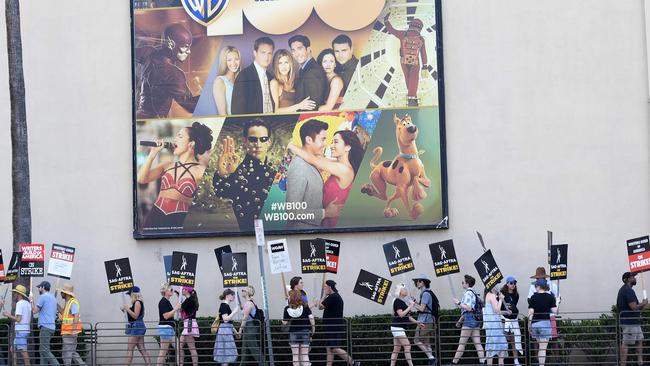 SAG actors joined screenwriters from the SGA, who have been on strike for three months. Picture: Valerie Macon / AFP