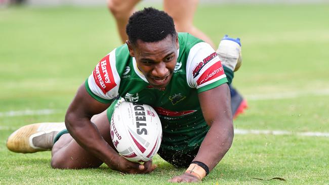 Jets Alton Naiyep scores a try last season - he scored another three today. Picture: Patrick Woods.