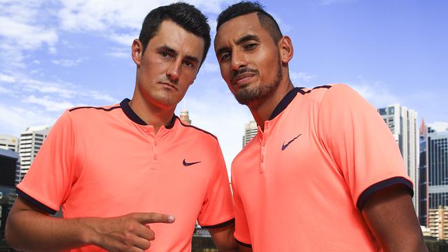 Bernard Tomic and Nick Kyrgios. Picture: Dylan Robinson