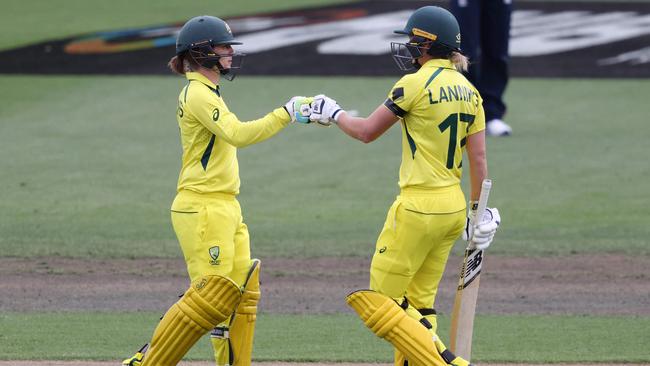 Rachael Haynes and Meg Lanning made big runs in Australia’s opening World Cup win (Photo by MICHAEL BRADLEY / AFP)