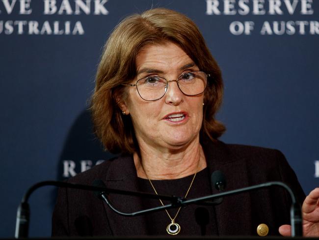 SYDNEY, AUSTRALIA - NewsWire Photos JUNE 18, 2024: Reserve Bank Governor Michele Bullock during a press conference following Tuesdays decision to keep interest rates on hold. Picture: NewsWire / Nikki Short