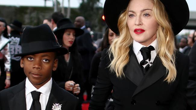 Madonna at the Grammy Awards with her son David Banda.