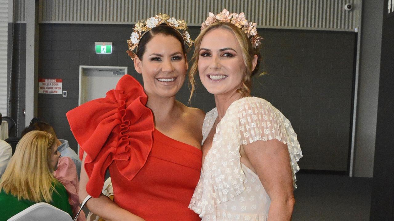 Christie Mills and Aisling Merlehan at St John’s Crisis Centre race day at GCTC, Bundall. Pic: Regina King