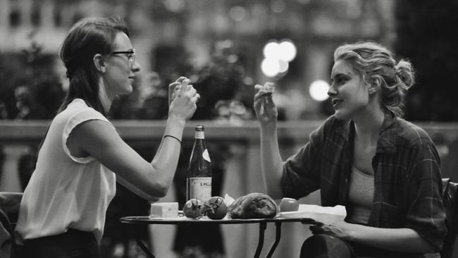 As the carefree Frances with co-star Mickey Sumner in Frances Ha. Picture: Transmission