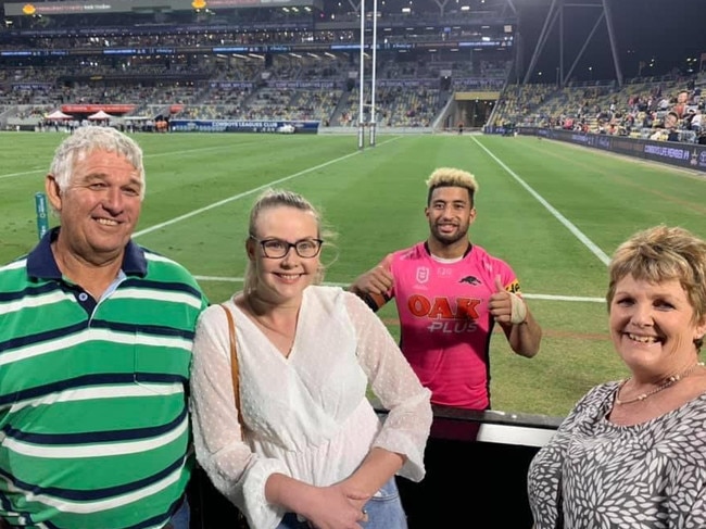 (L-R) Cheree’s partner Michael McKenzie, her daughter Courtney Skipper, Kikau and Cheree in 2020. Image: Supplied