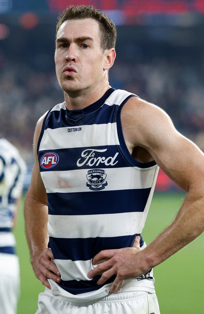 Marsh says the AFLPA had no issue with how Geelong handled star forward Jeremy Cameron after a head knock that resulted in a delayed concussion against Port Adelaide on Friday. Picture: Dylan Burns / Getty Images