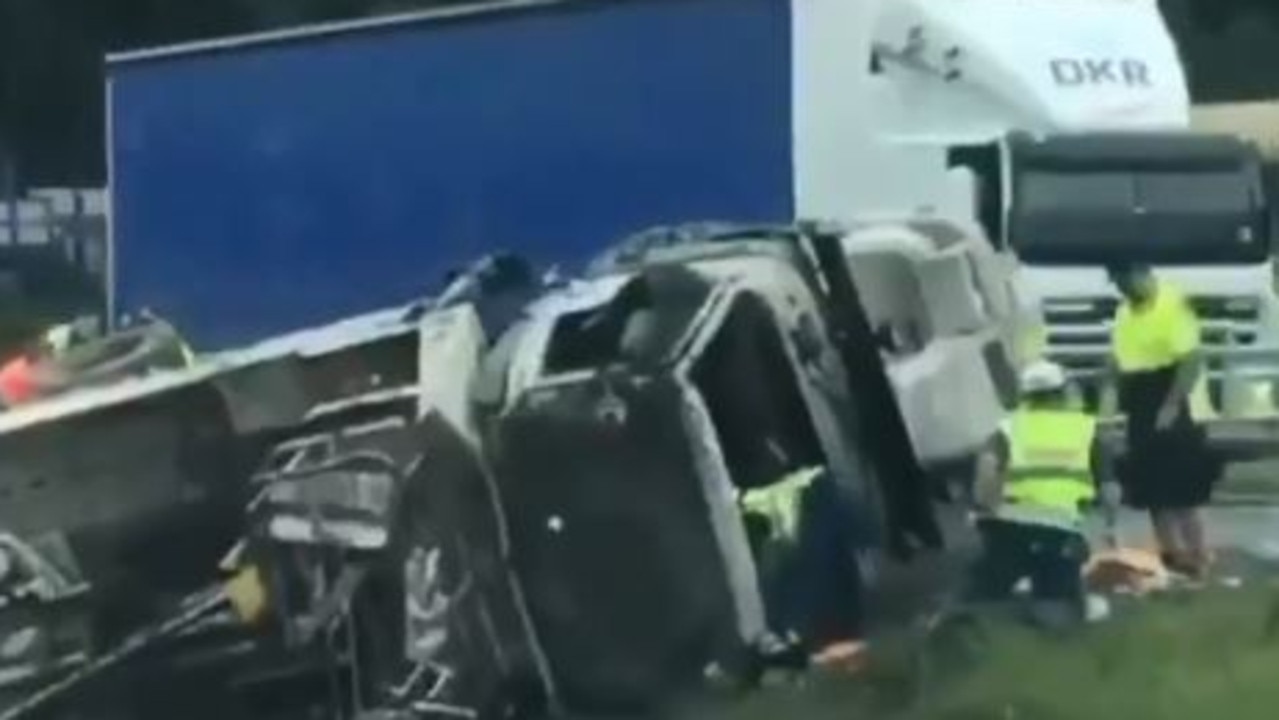 Bruce Highway crash: Paramedics at scene of truck rollover at Forest ...