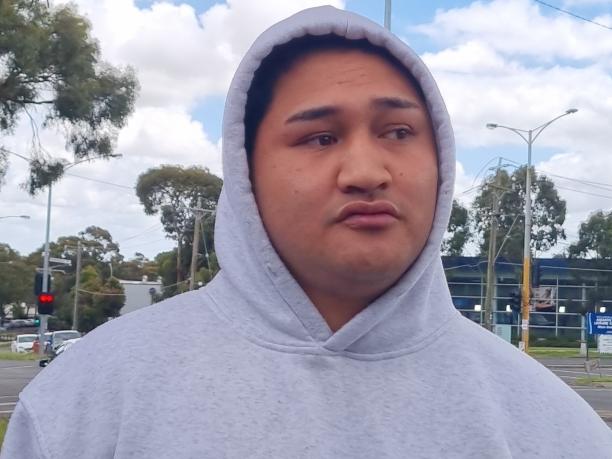 Swalyn Malaice Jackson Barton-Cookes, 24, outside the Broadmeadows Magistrates' Court after he was charged with assaulting a member of the flight crew aboard a flight from Perth to New Zealand on October 23. Picture: NewsWire/ Liam Beatty