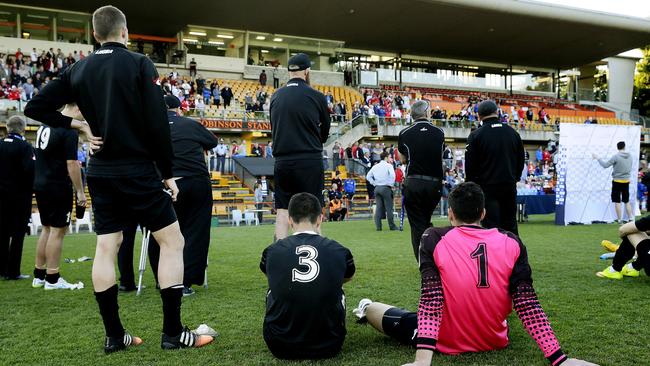 Blacktown Players reflect after their 2-0 loss to Bonnyrigg in the NPL NSW grand final.